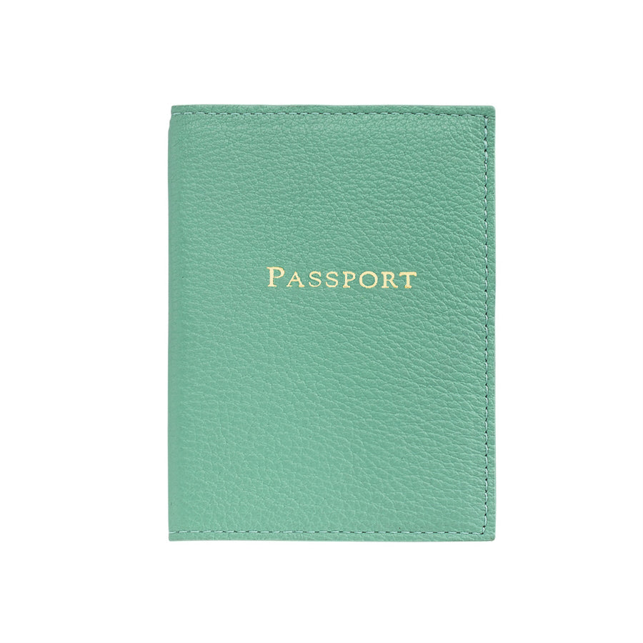 Graphic Image Passport Holder Robin's Egg Blue Goatskin Leather