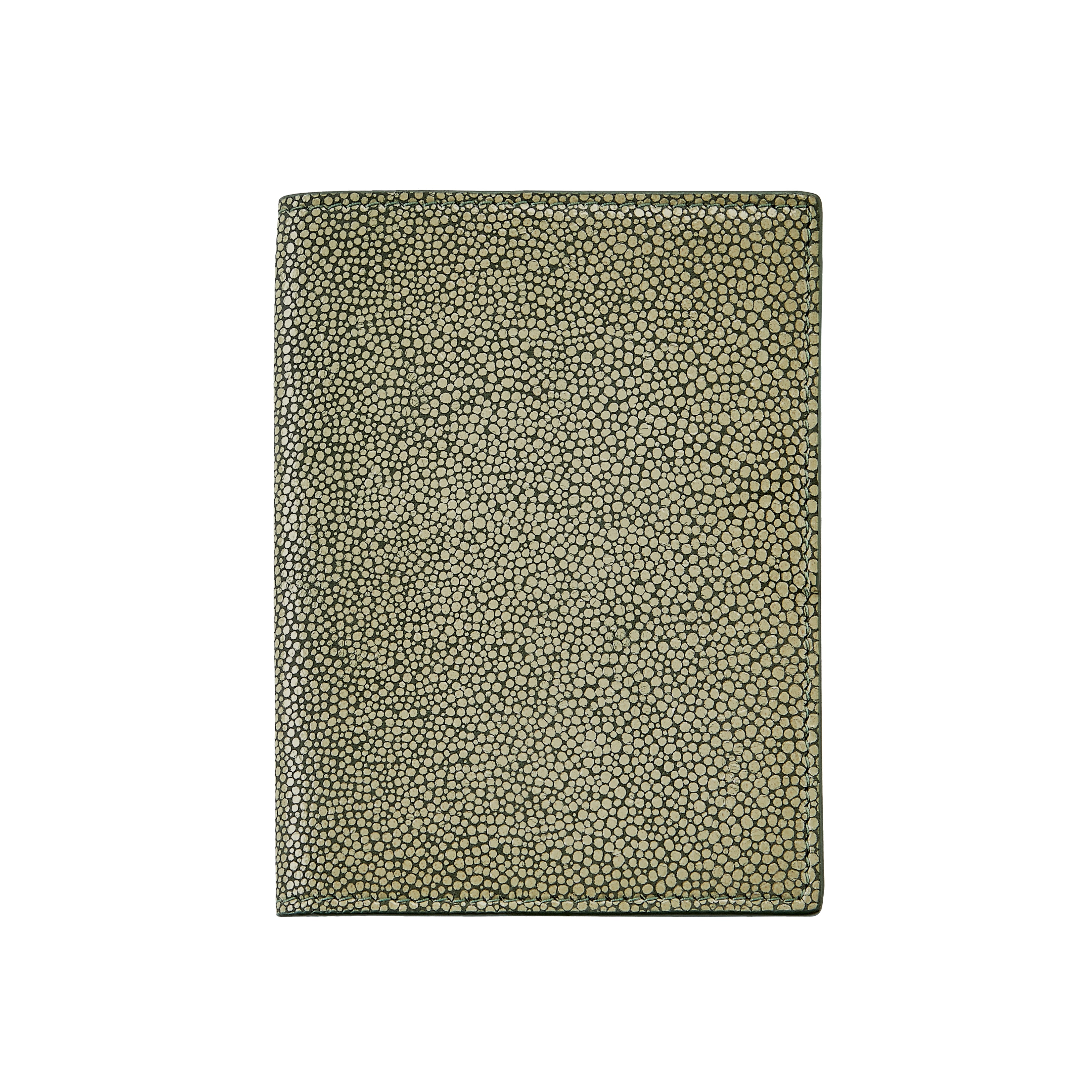 Graphic Image Passport Holder Embossed Green Shagreen Leather