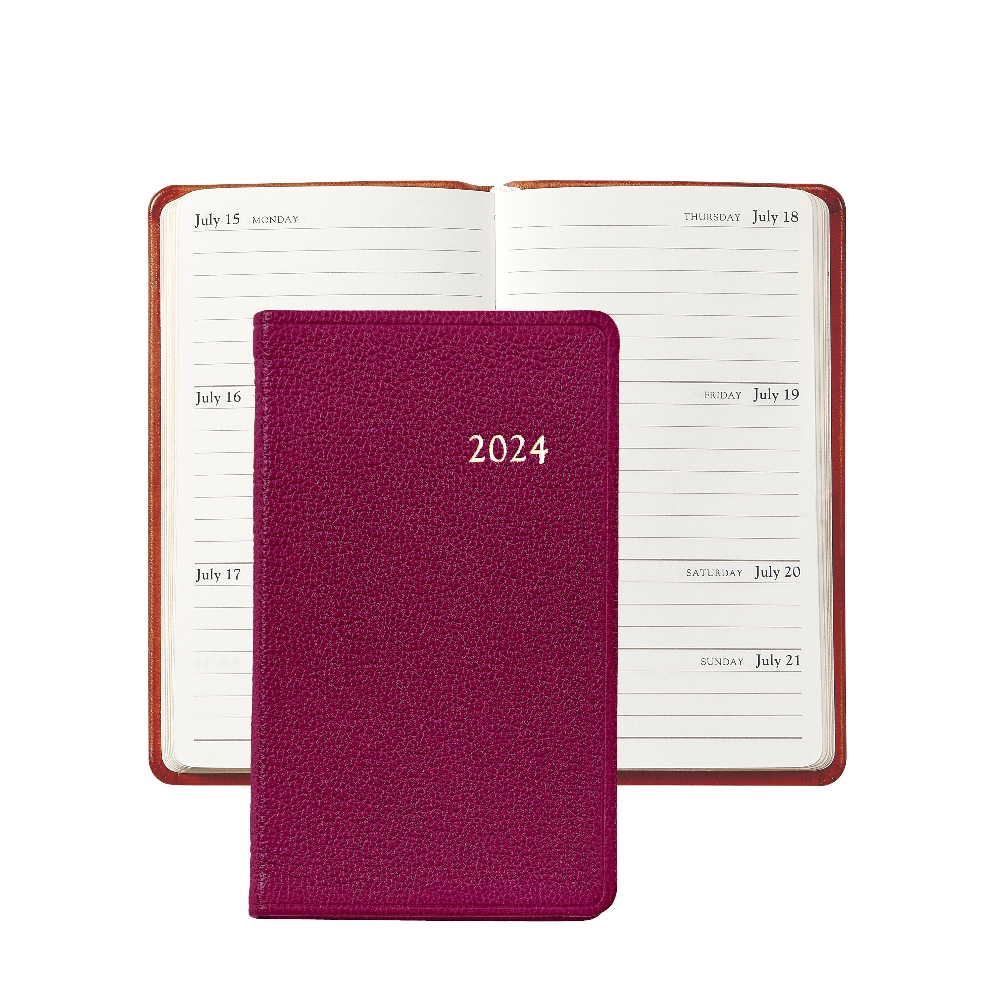 Graphic Image 2024 5 Pocket Datebook Azalea Goatskin Leather