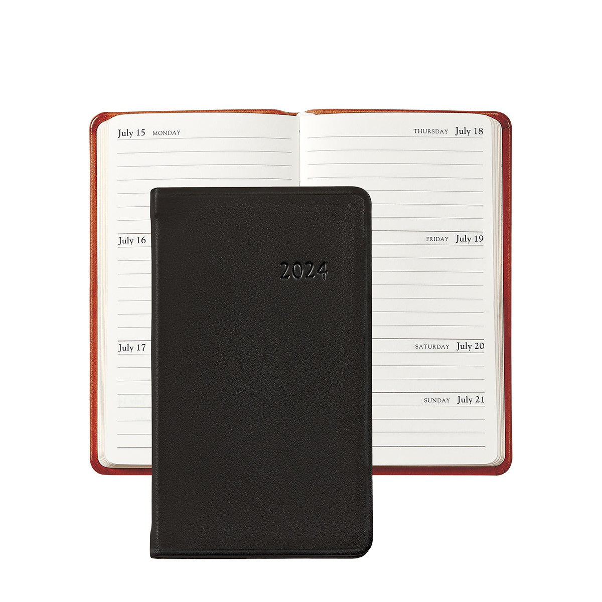 Graphic Image 2024 5 Pocket Datebook Black Traditional Leather