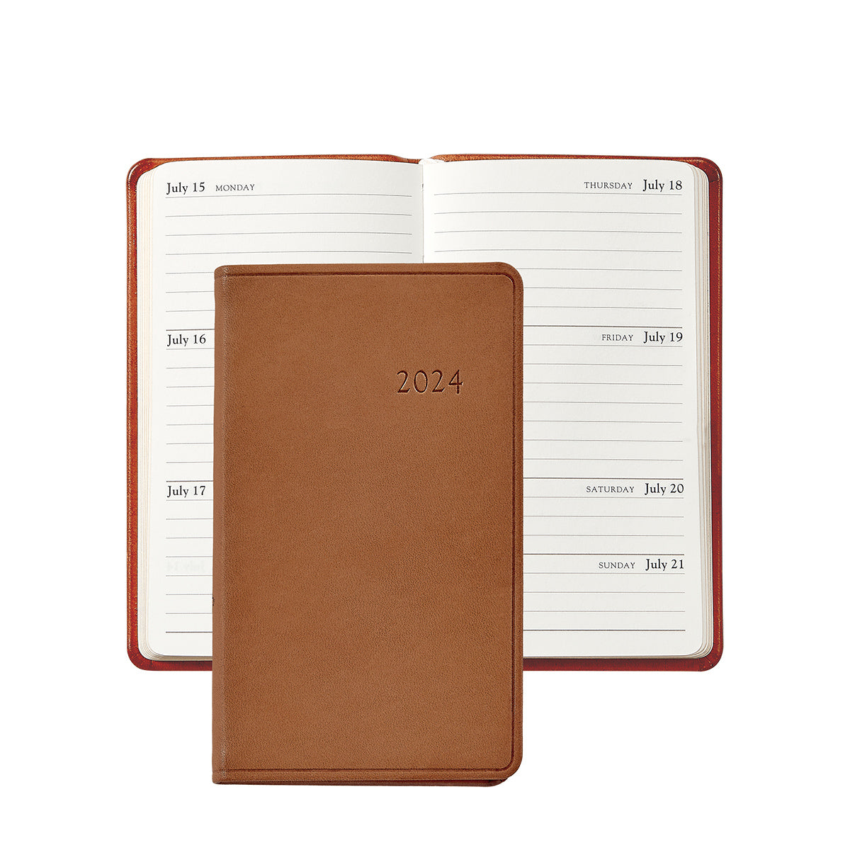 Graphic Image 2024 5 Pocket Datebook British Tan Traditional Leather