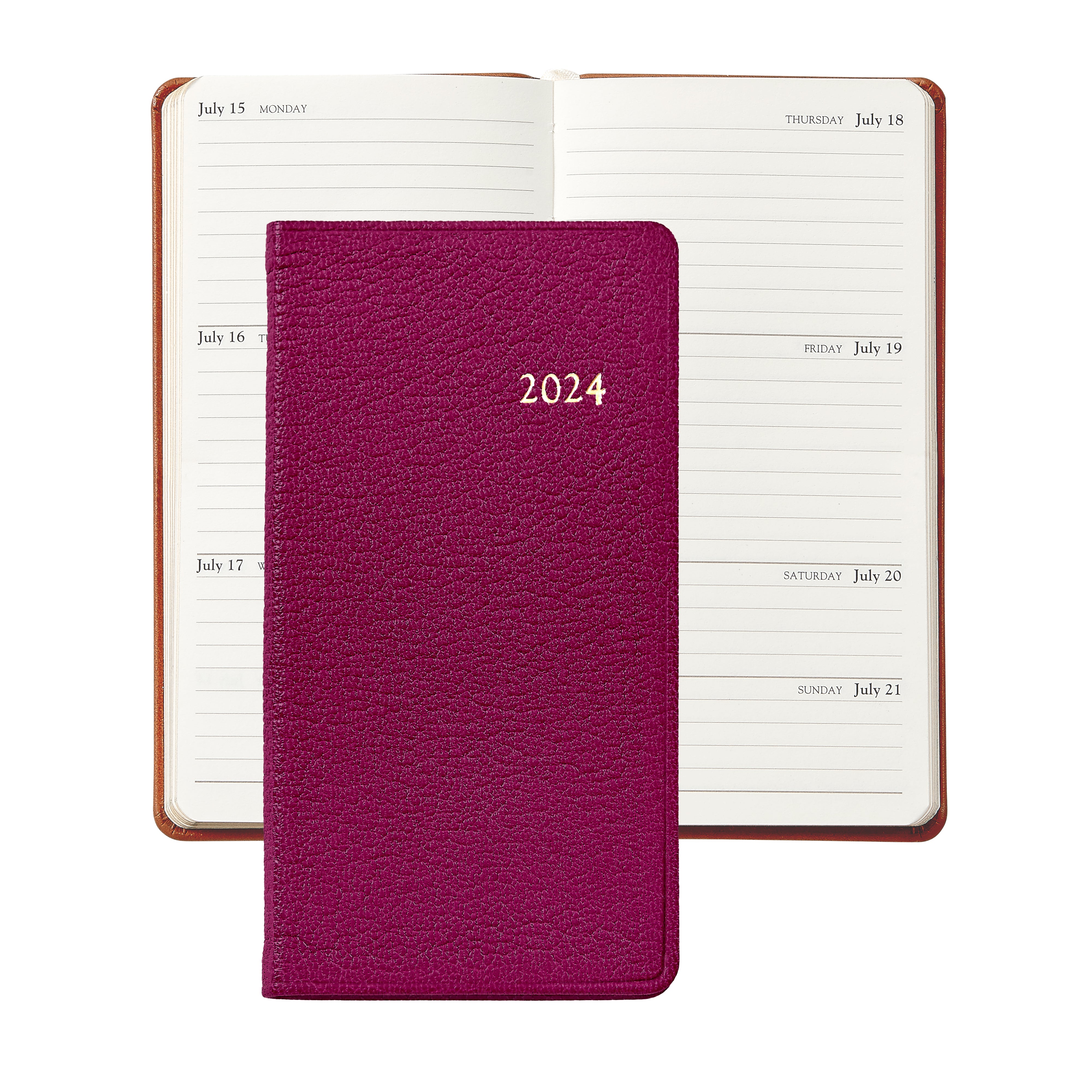 Graphic Image 2024 6 Pocket Datebook Azalea Goatskin Leather