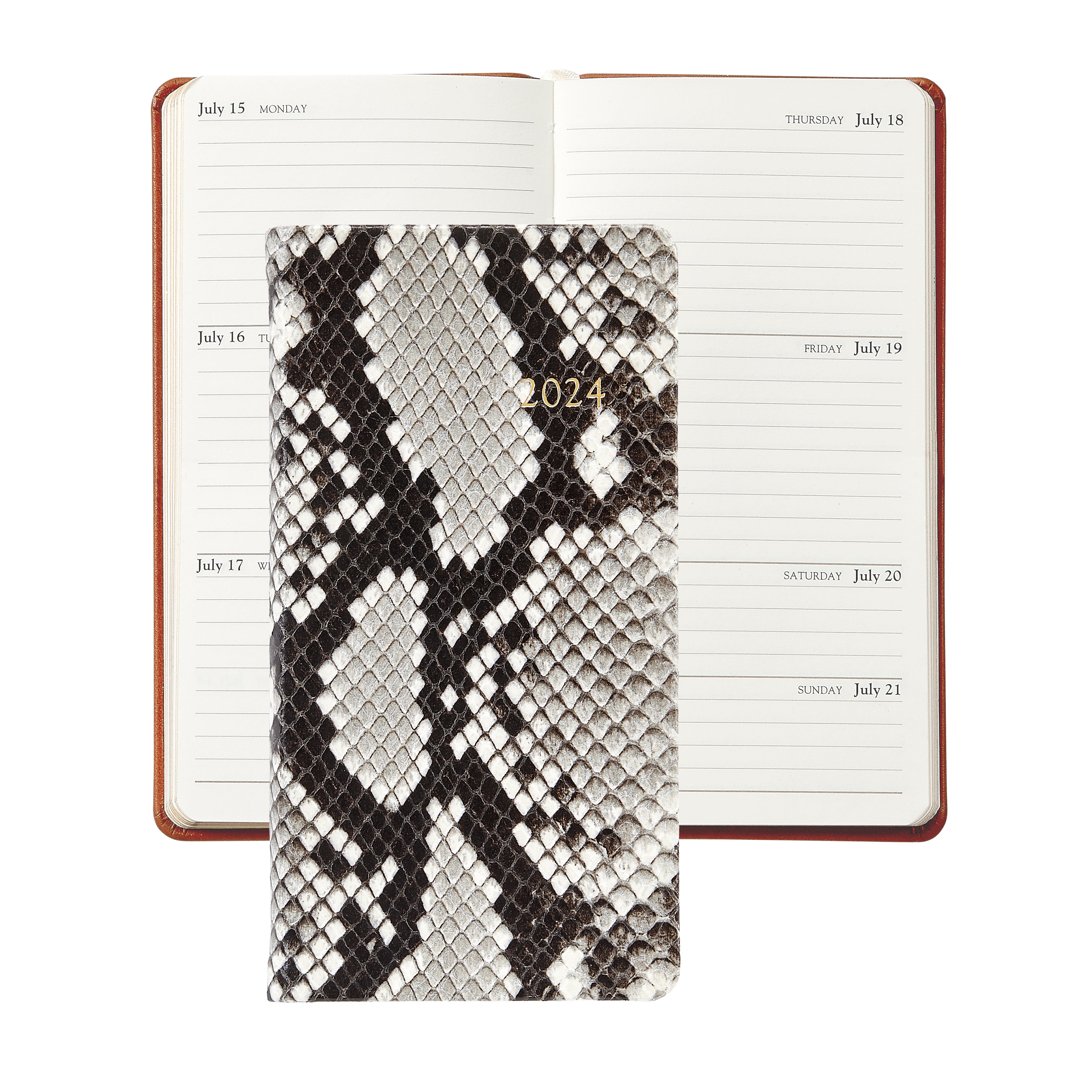 Graphic Image 2024 6 Pocket Datebook Natural Embossed Python Leather