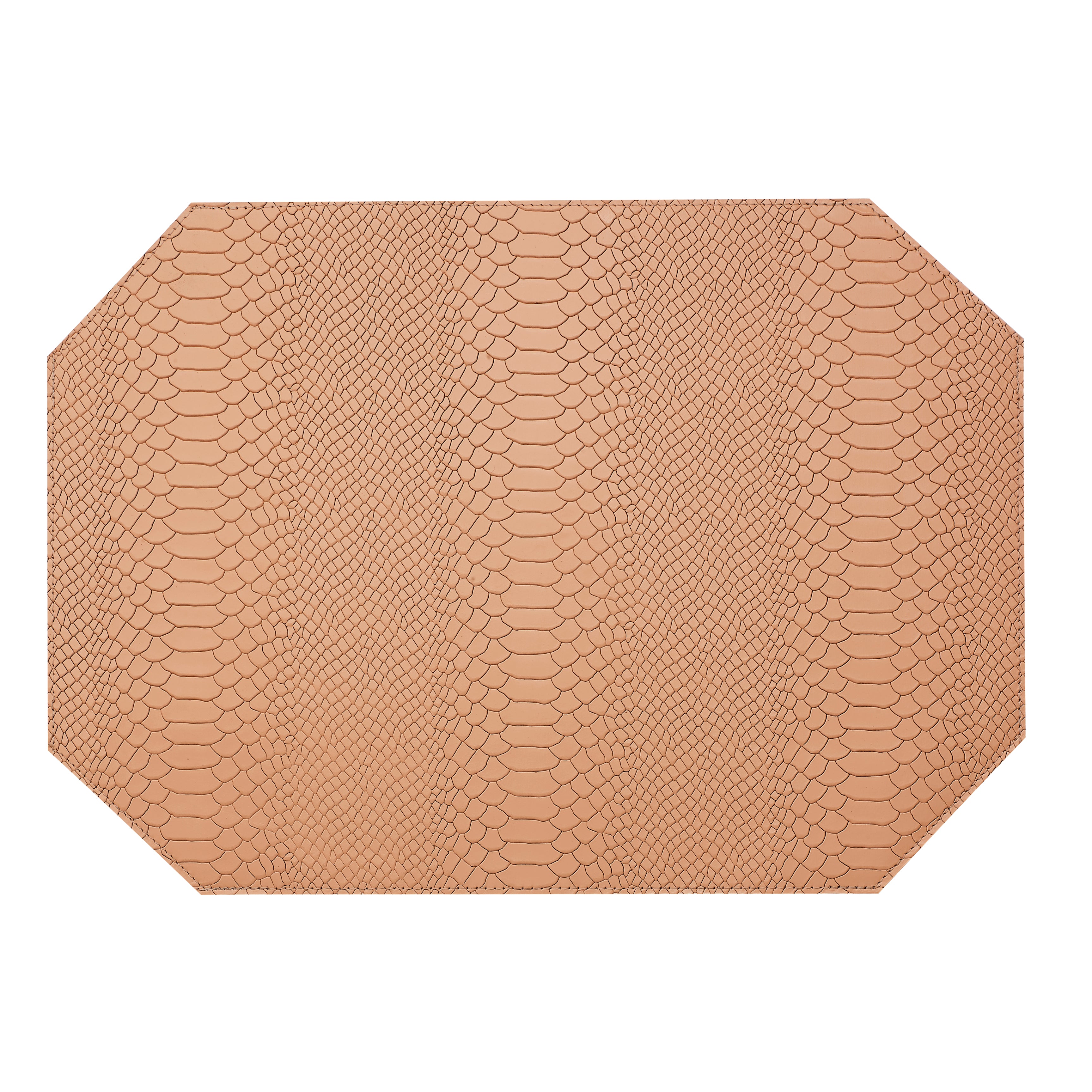 Graphic Image Leather Rectangle Placemats - Set Of 2 British Tan Embossed Python Leather