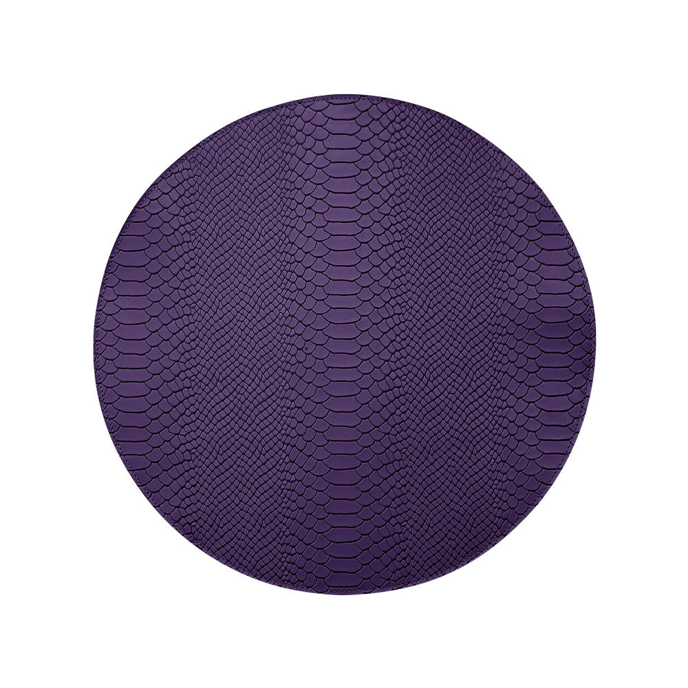 Graphic Image Leather Round Placemats - Set Of 2 Purple Embossed Python Leather