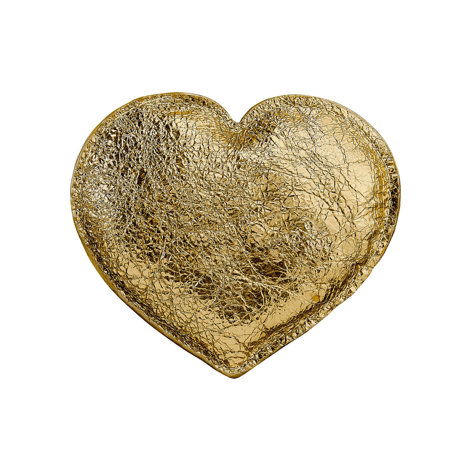 Graphic Image Heart Paperweight Gold Crackle Metallic Leather