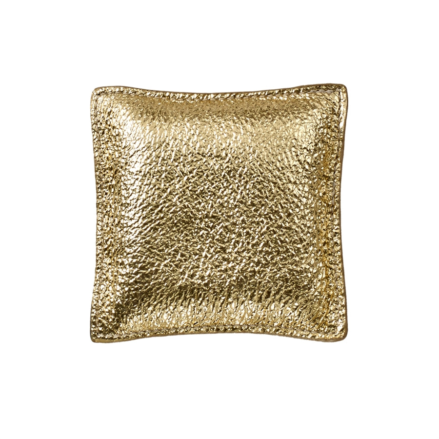 Graphic Image Square Paperweight Gold Crackle Metallic Leather