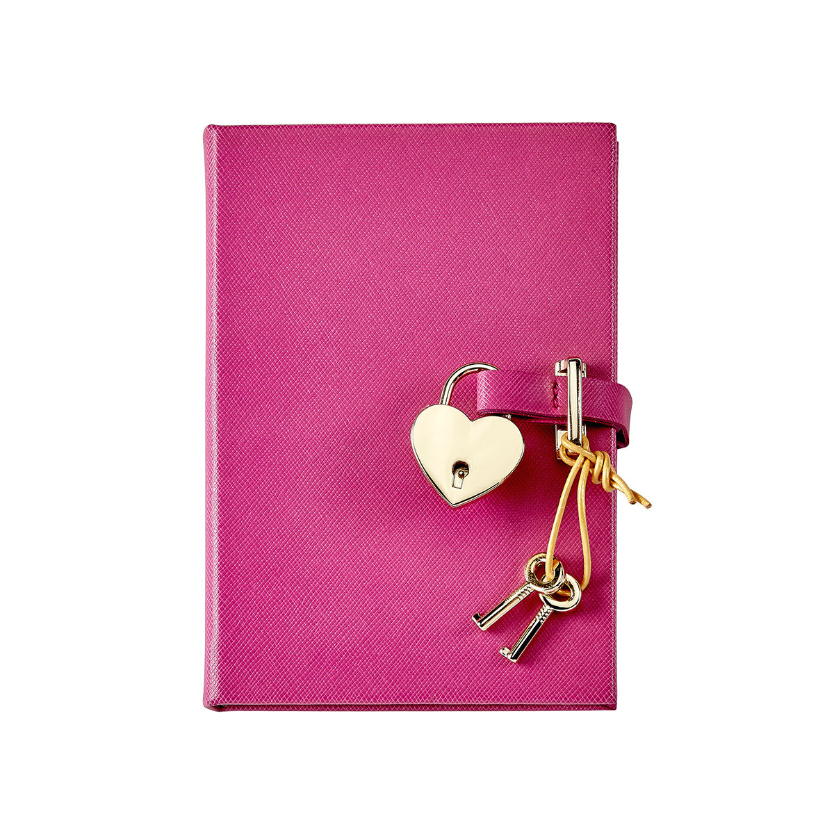 Graphic Image Heart Lock Diary Pink Saffiano
