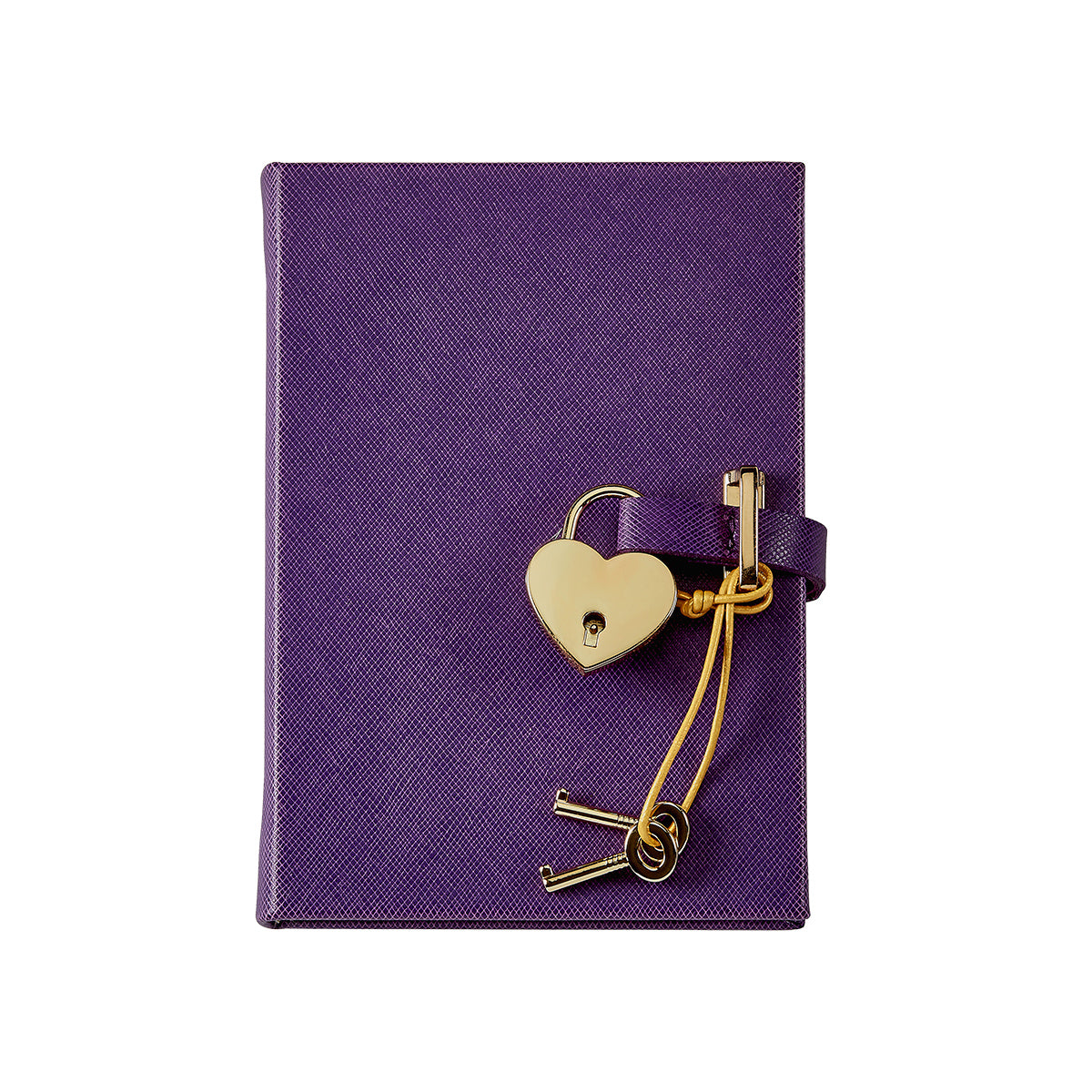 Graphic Image Heart Lock Diary Purple Saffiano