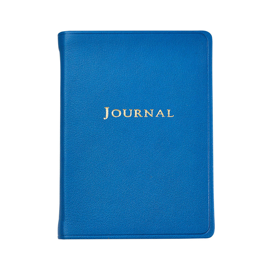 Graphic Image Small Travel Journal Maritime Blue Goatskin Leather