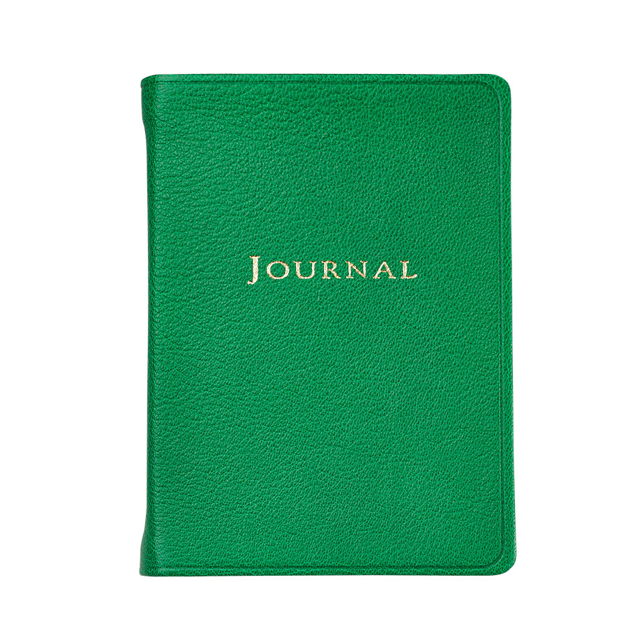 Graphic Image Small Travel Journal Green Goatskin Leather