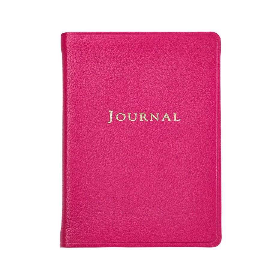 Graphic Image Small Travel Journal Pink Goatskin Leather