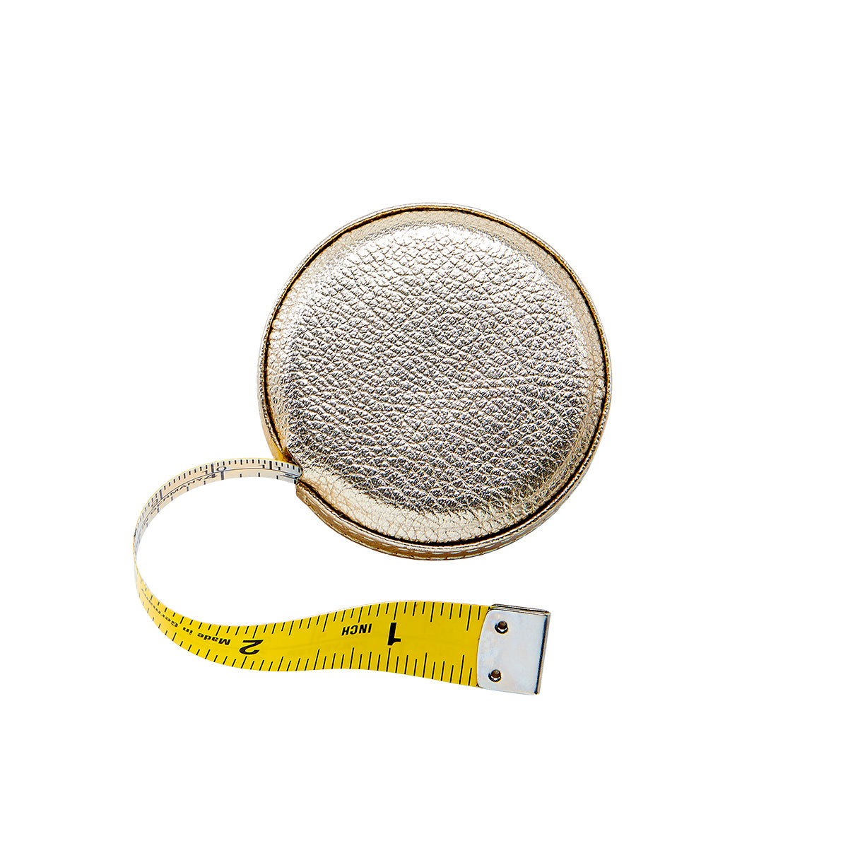 Graphic Image Tape Measure White Gold Metallic Goatskin Leather