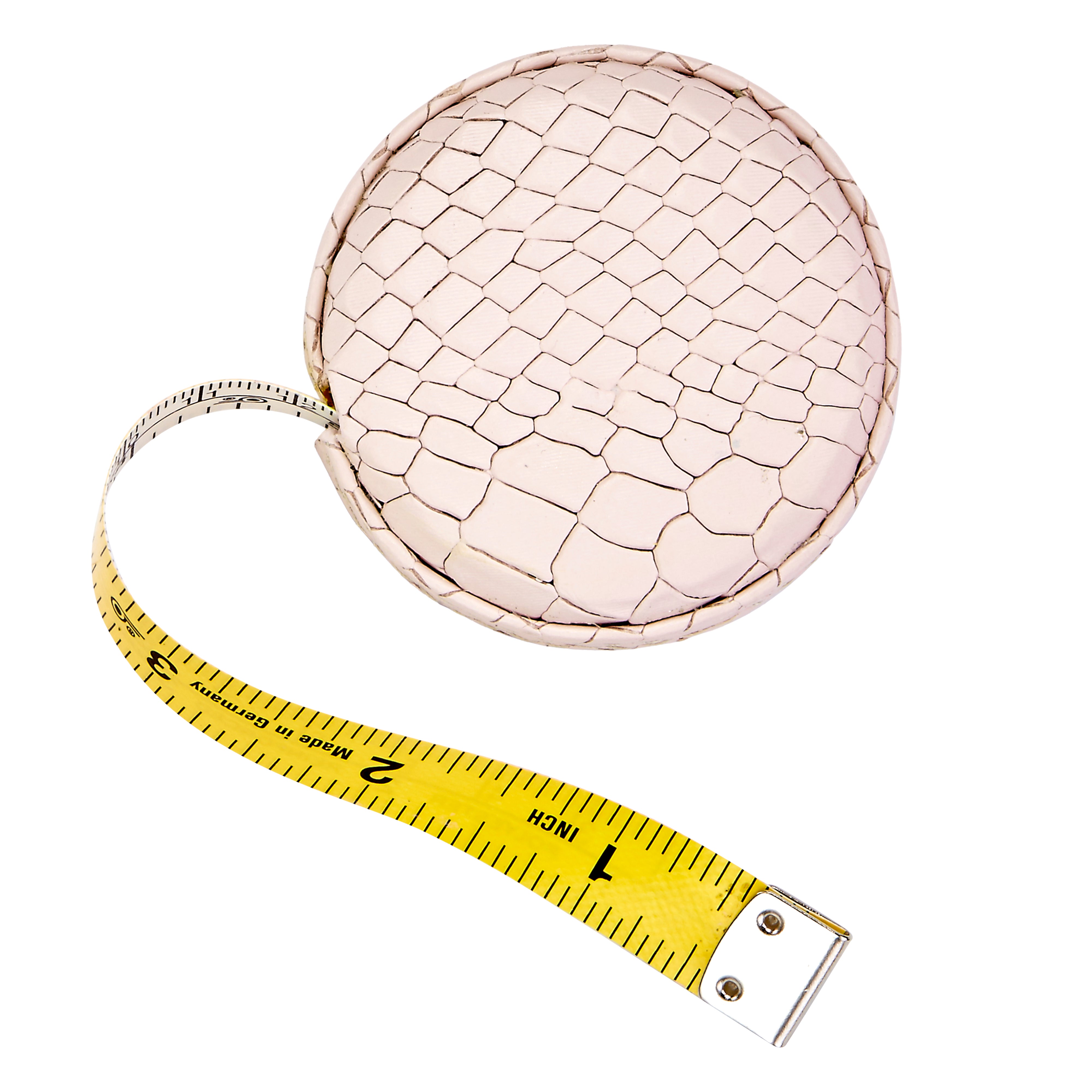 Graphic Image Tape Measure Petal Pink Embossed Python Leather