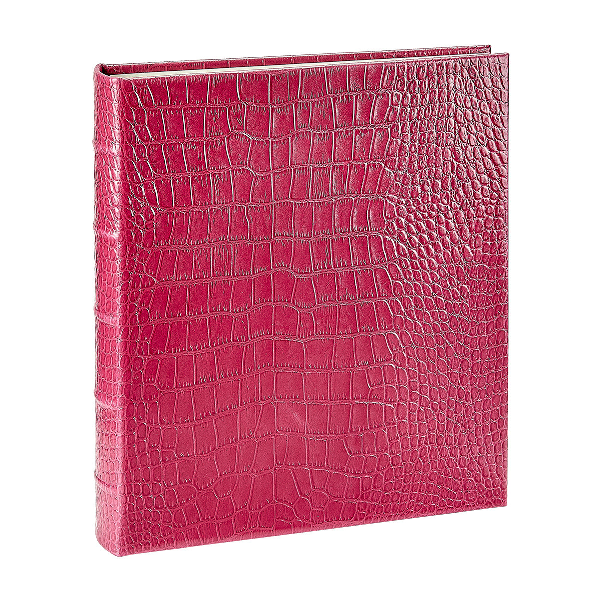 Graphic Image Large Ring Clear Pocket Album Pink Embossed Crocodile Leather