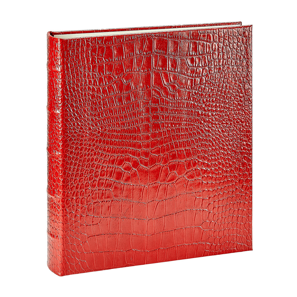 Graphic Image Large Ring Clear Pocket Album Red Embossed Crocodile Leather