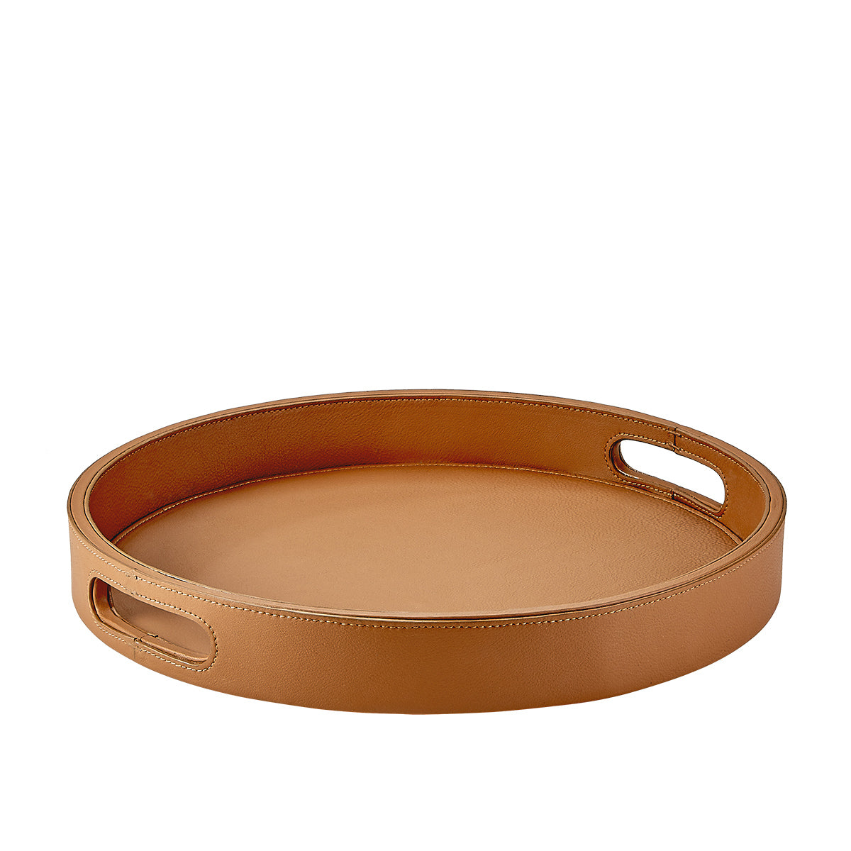 Graphic Image Round Leather Tray British Tan Traditional Leather