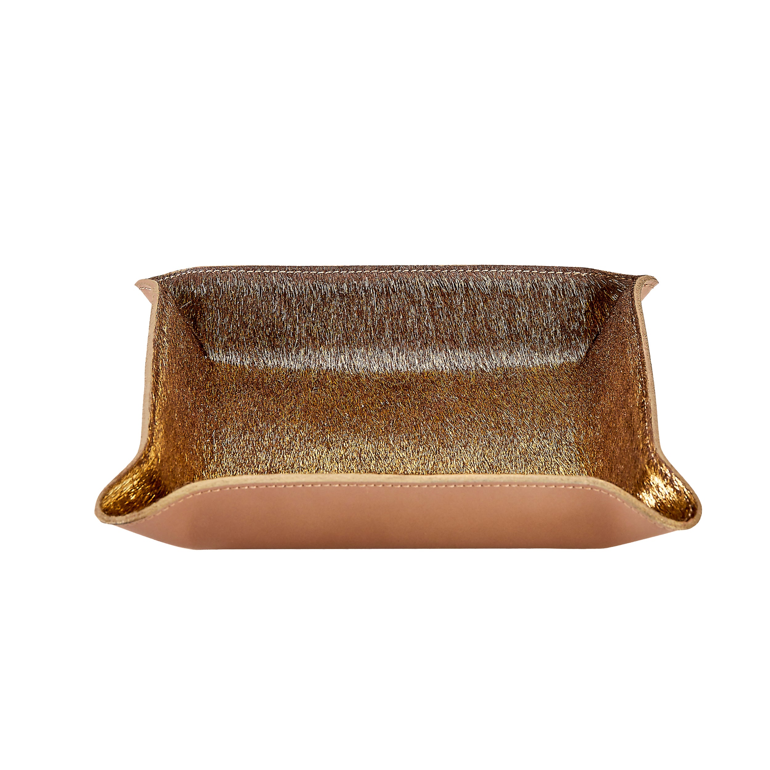 Graphic Image Medium Leather Catchall Tray Gold Washed Haircalf