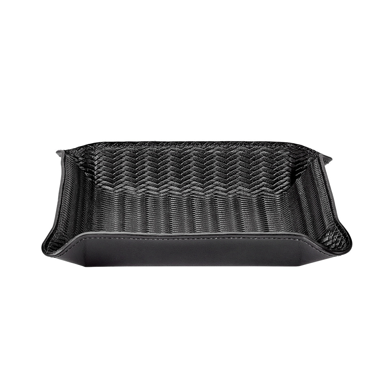 Graphic Image Medium Leather Catchall Tray Black Woven Leather