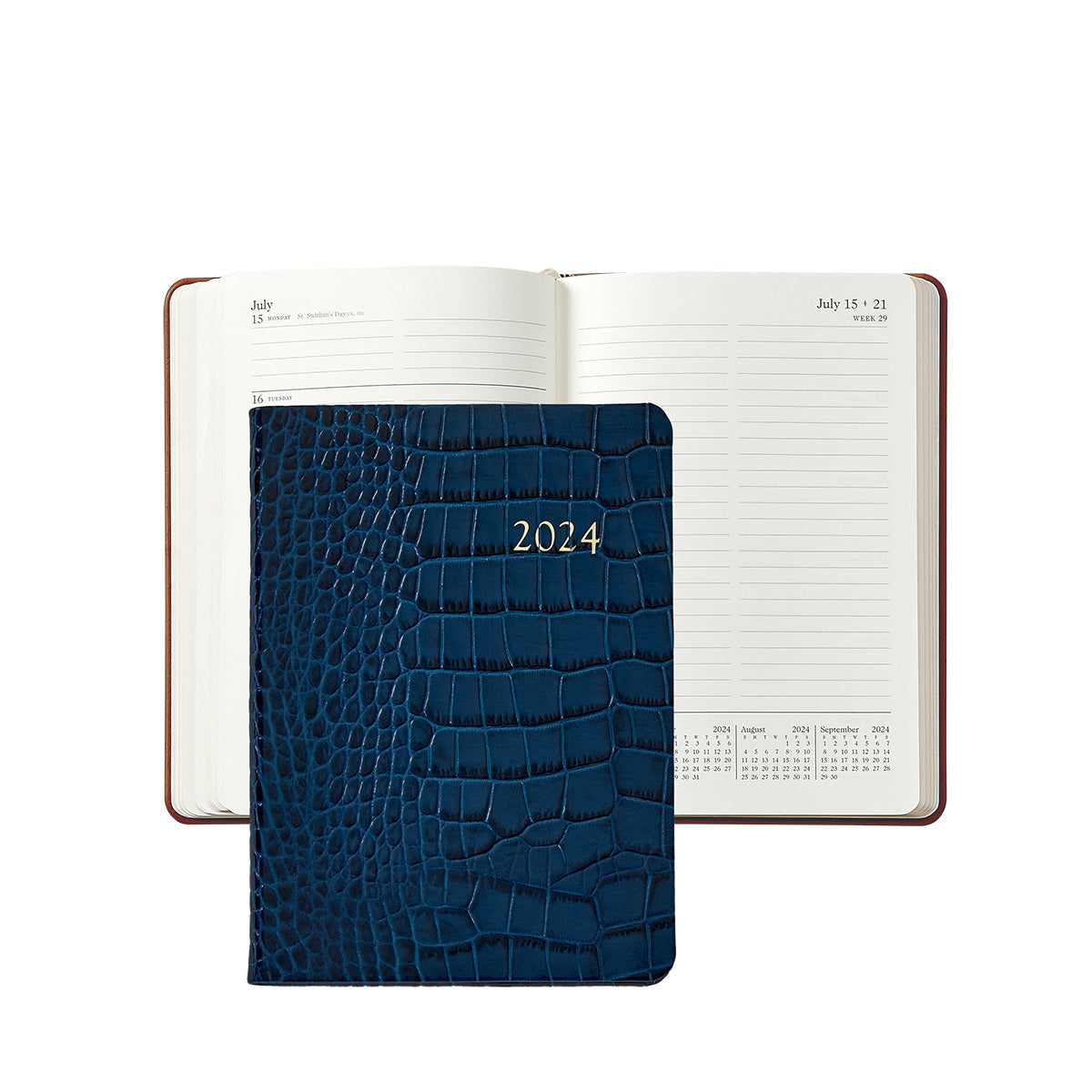 Graphic Image 2024 Notebook Sapphire Embossed Crocodile Leather