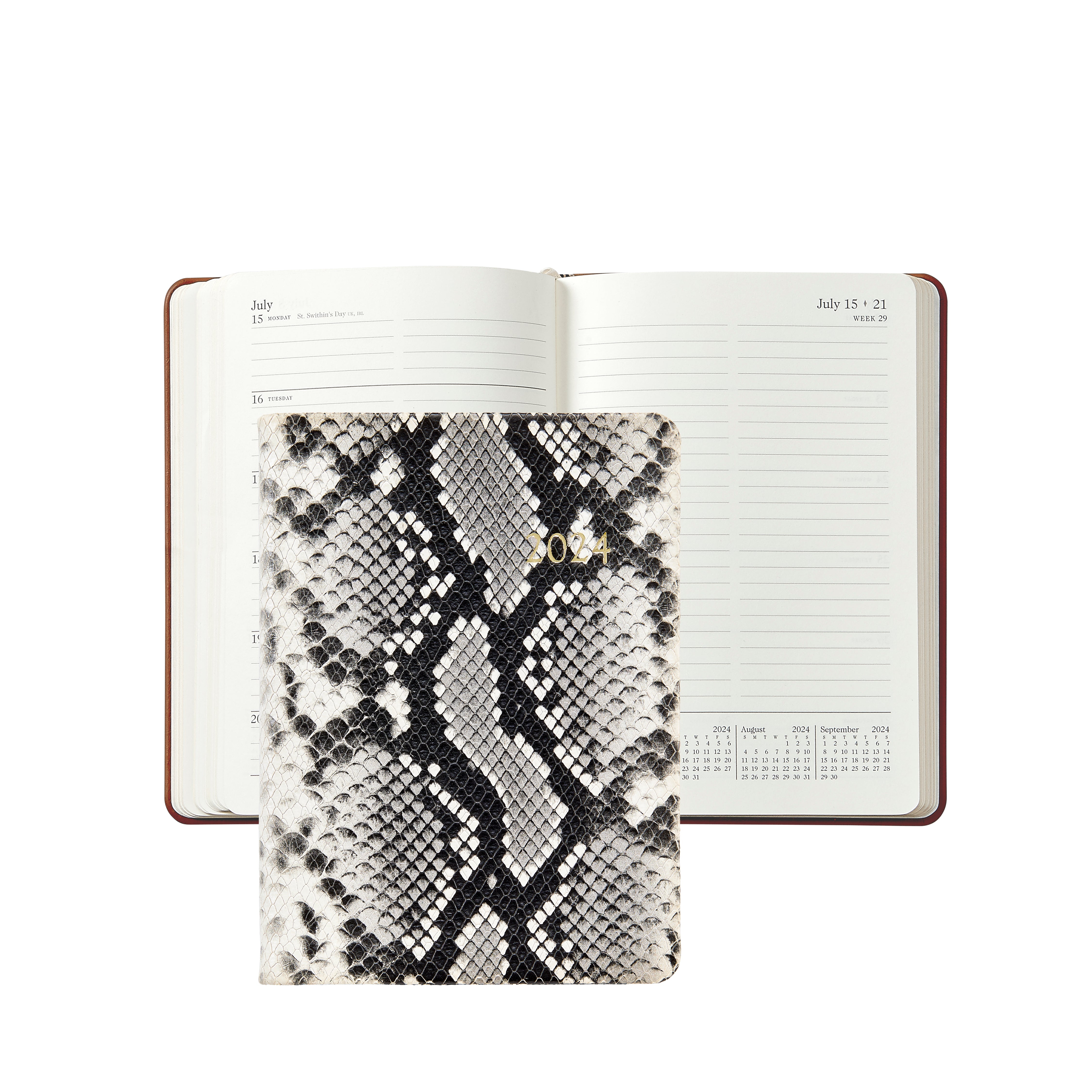 Graphic Image 2024 Notebook Natural Embossed Python Leather