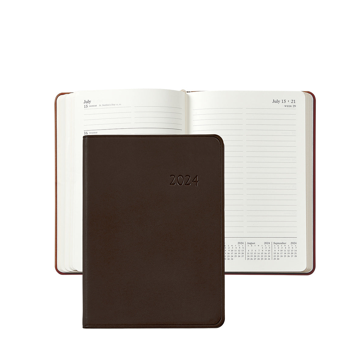 Graphic Image 2024 Notebook Brown Traditional Leather