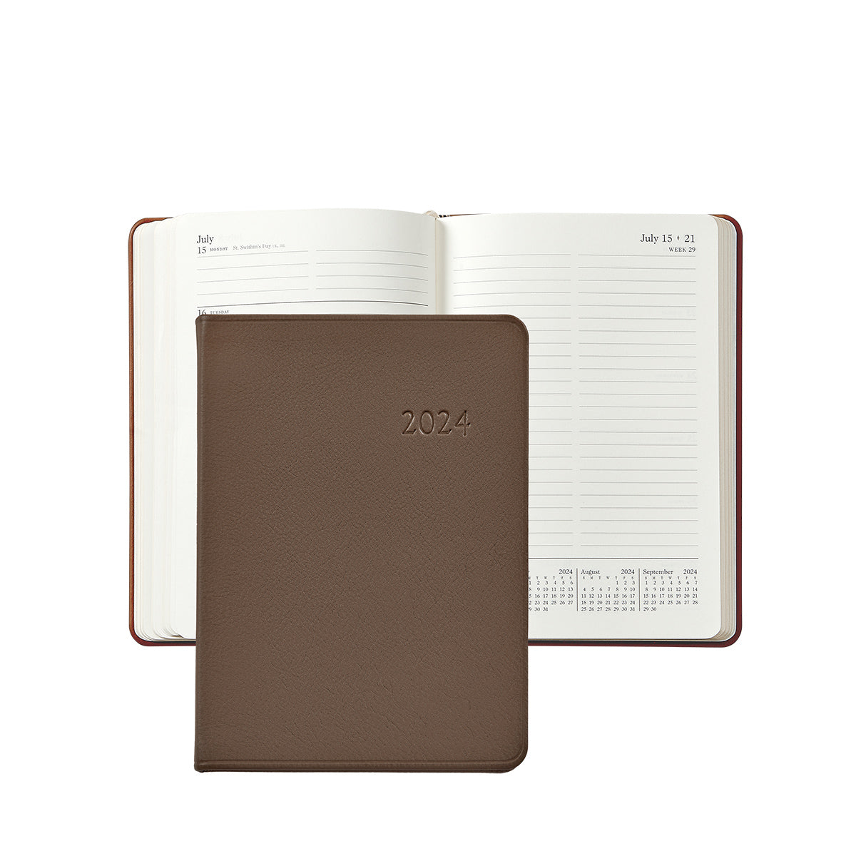 Graphic Image 2024 Notebook Taupe Traditional Leather