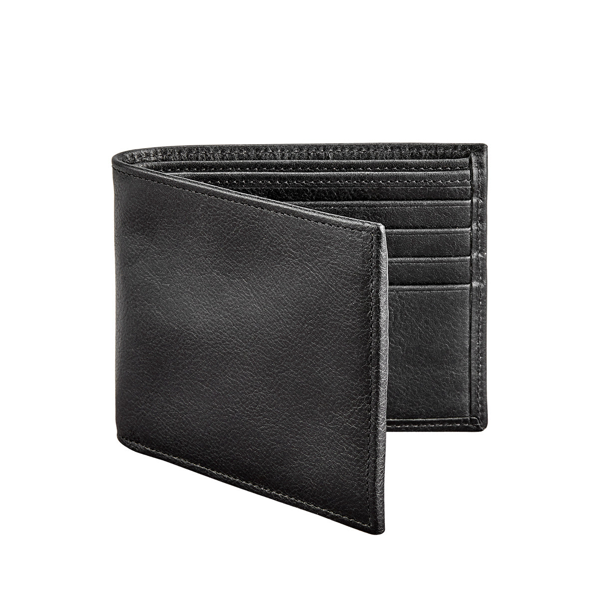 Graphic Image Bi-Fold Wallet Black Leather