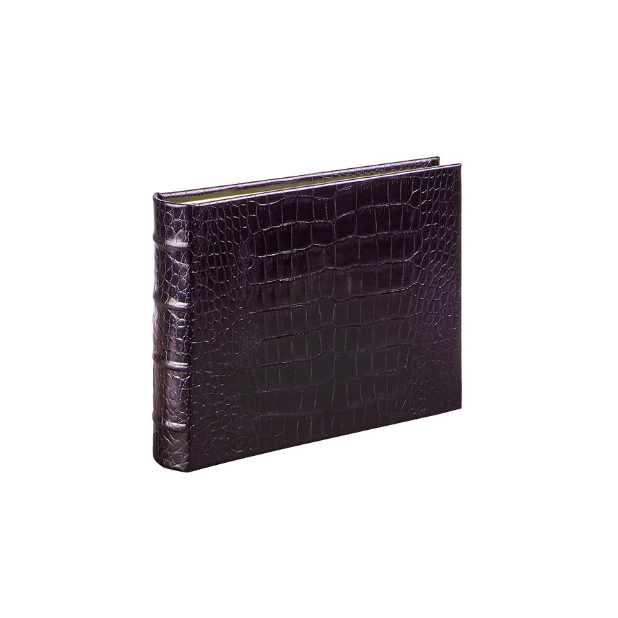 Graphic Image Small Bound Album Espresso Crocodile Embossed Leather