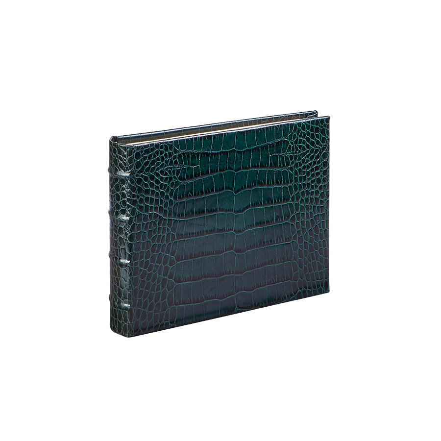 Graphic Image Small Bound Album Green Crocodile Embossed Leather