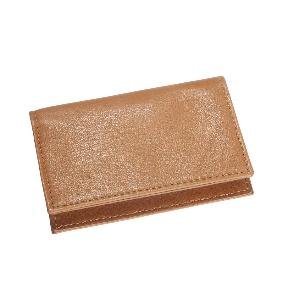 Graphic Image Fold-Over Business Card Case British Tan Traditional Leather
