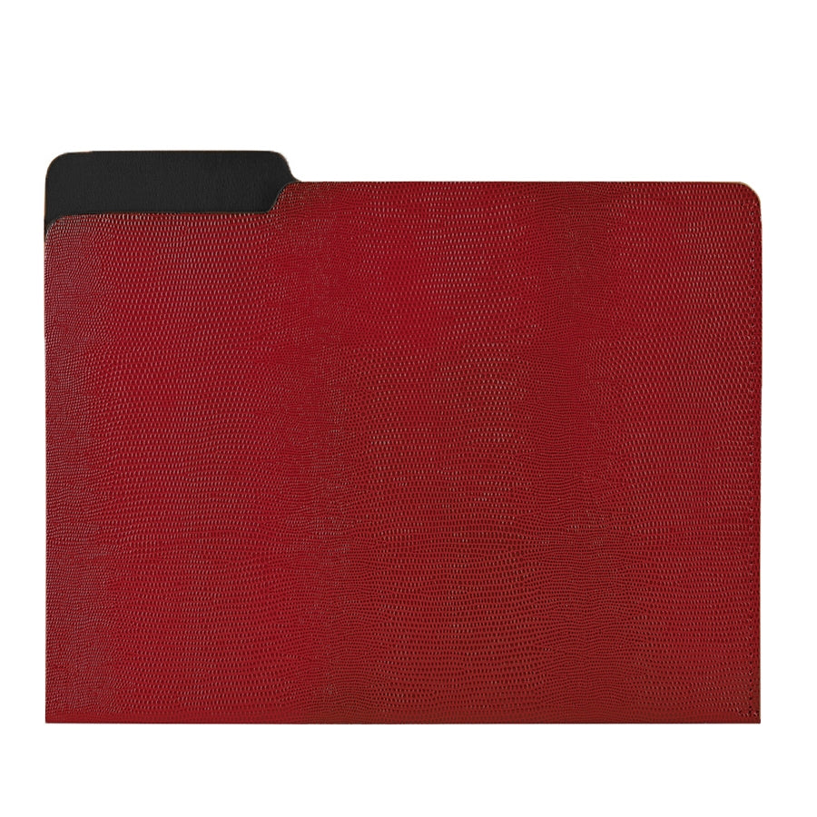 Graphic Image Carlo File Folder - Set Of 2 Red Embossed Ring Lizard Leather