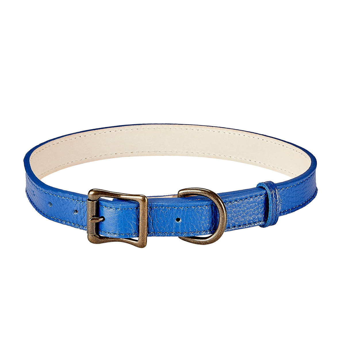 Graphic Image Large Dog Collar Blue Pebble Grain Leather