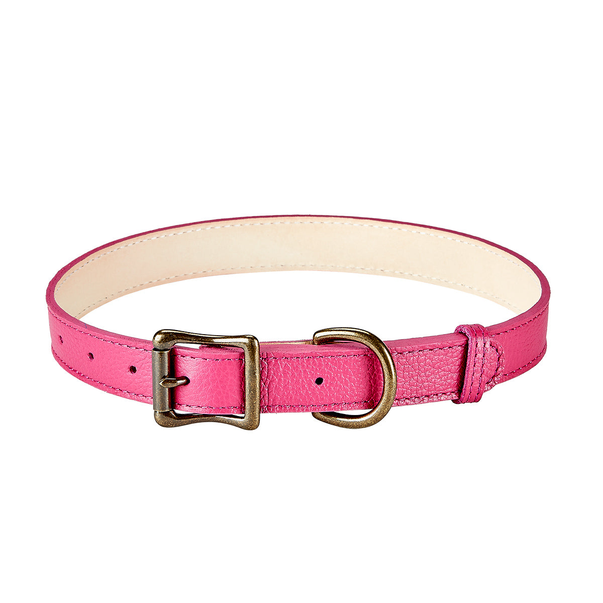 Graphic Image Large Dog Collar Pink Pebble Grain Leather