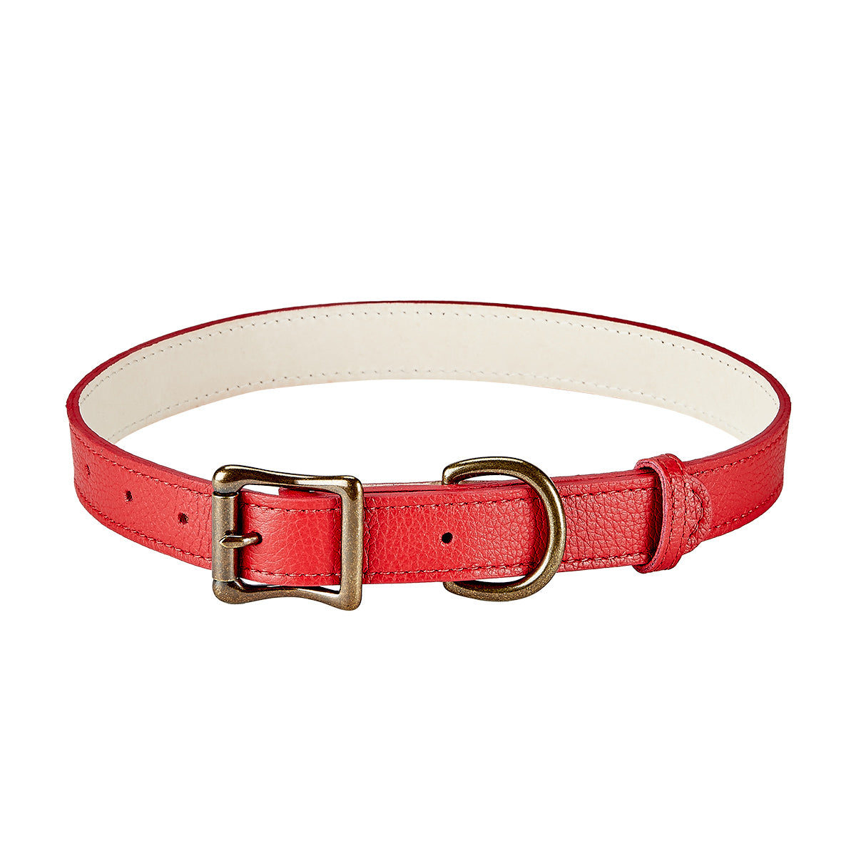Graphic Image Large Dog Collar Red Pebble Grain Leather