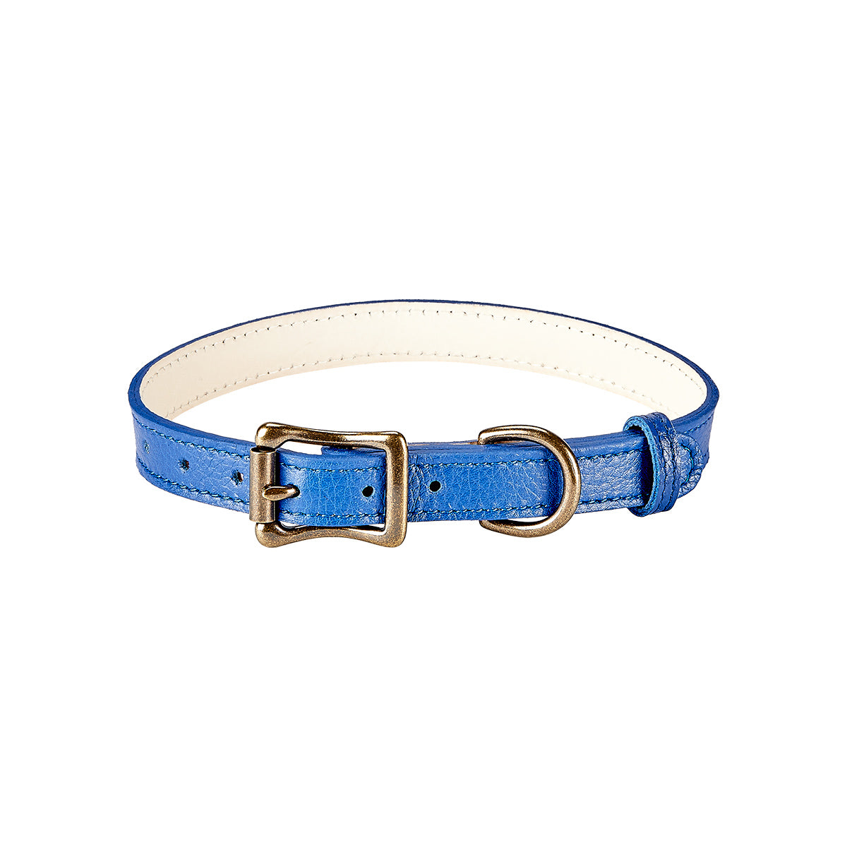 Graphic Image Medium Dog Collar Blue Pebble Grain Leather