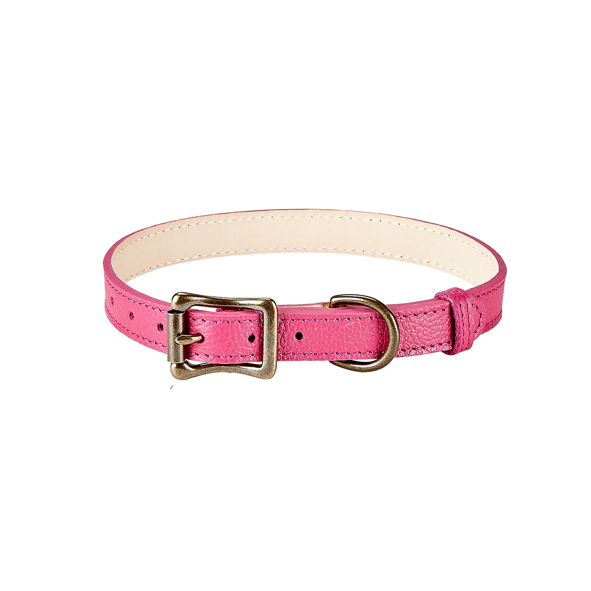 Graphic Image Medium Dog Collar Pink Pebble Grain Leather