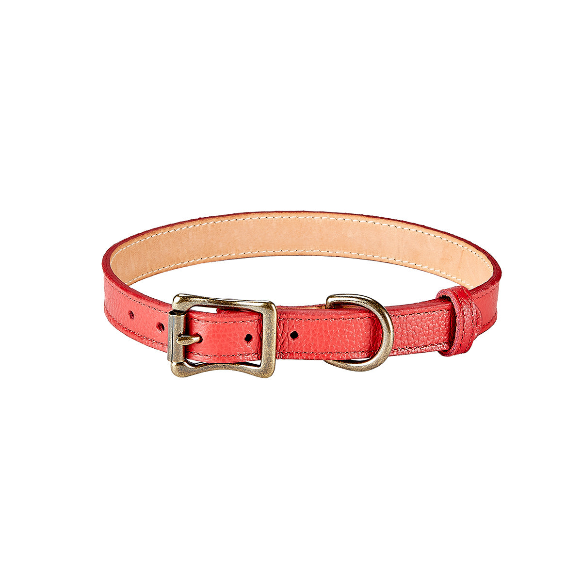 Graphic Image Medium Dog Collar Red Pebble Grain Leather