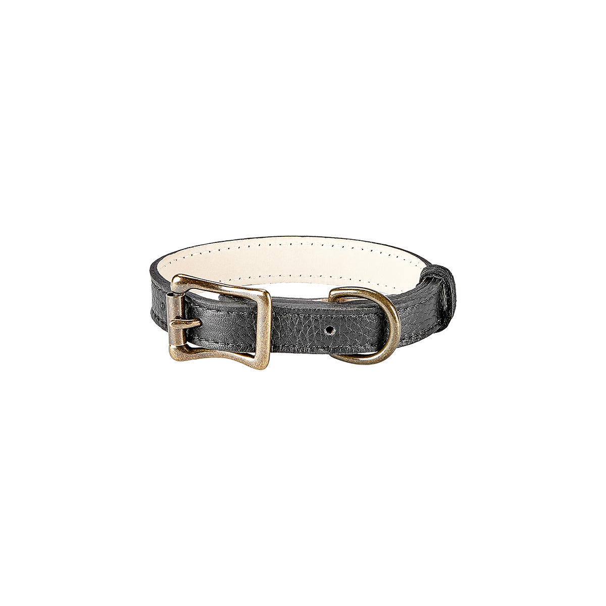 Graphic Image Small Dog Collar Black Pebble Grain Leather