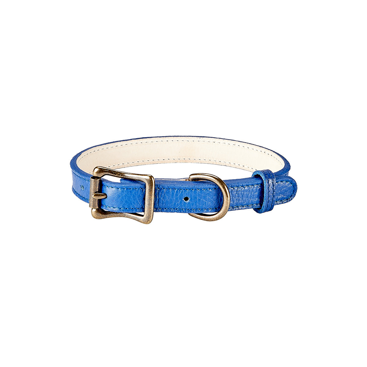 Graphic Image Small Dog Collar Blue Pebble Grain Leather