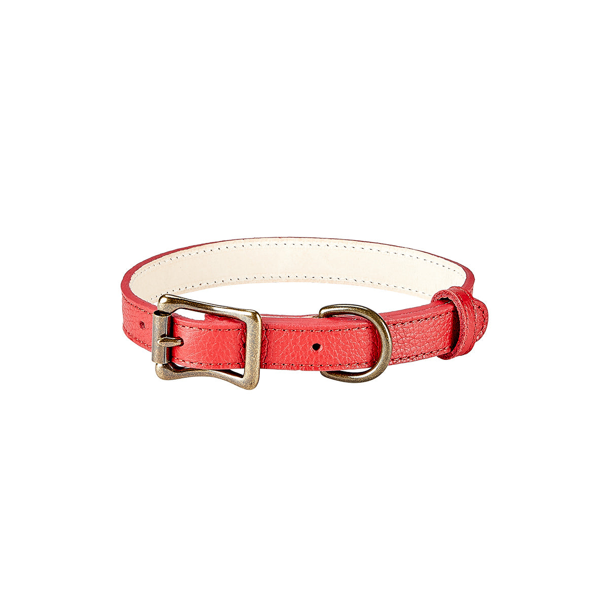Graphic Image Small Dog Collar Red Pebble Grain Leather