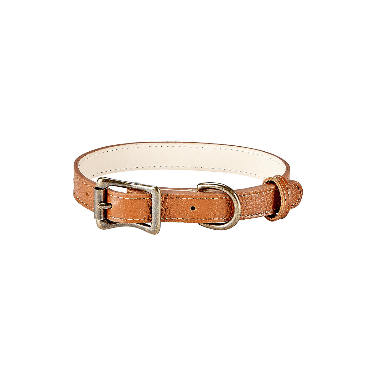 Graphic Image Small Dog Collar Saddle Pebble Grain Leather