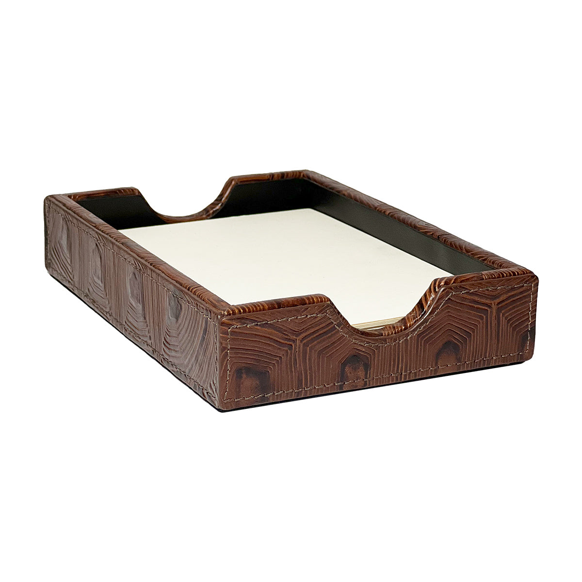 Graphic Image Memo Tray Brown Tortoise Leather