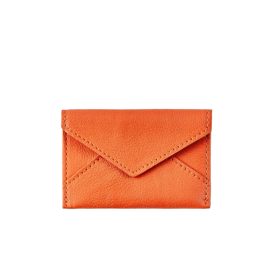 Graphic Image Mini Envelope Orange Goatskin Leather