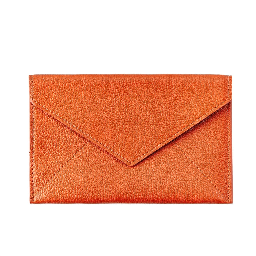 Graphic Image Medium Envelope Orange Goatskin Leather