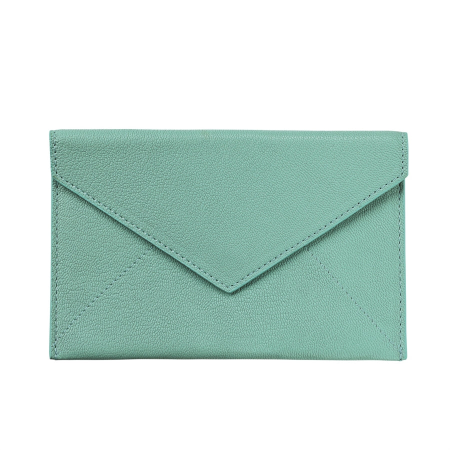 Graphic Image Medium Envelope Robin's Egg Blue Goatskin Leather