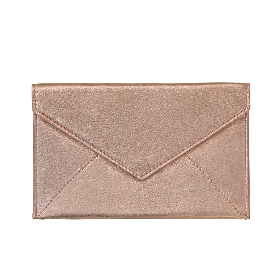 Graphic Image Medium Envelope Rose Gold Metallic Goatskin Leather