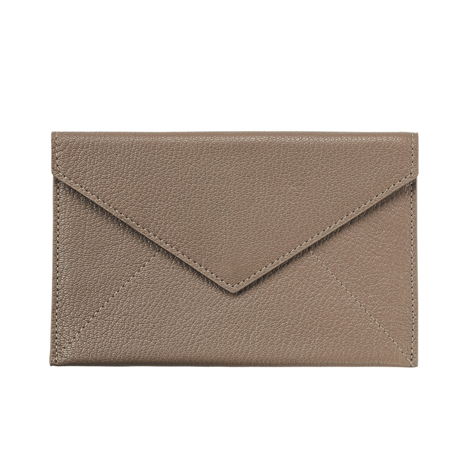 Graphic Image Medium Envelope Taupe Goatskin Leather