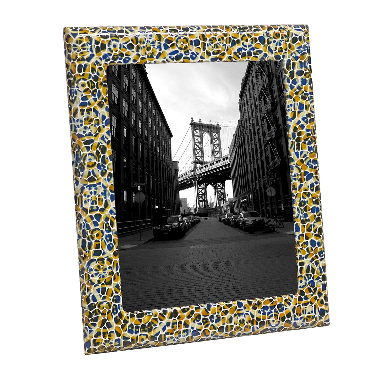 Graphic Image 8 X 10 Profile Studio Frame Porto Mosaic Sapphire Leather