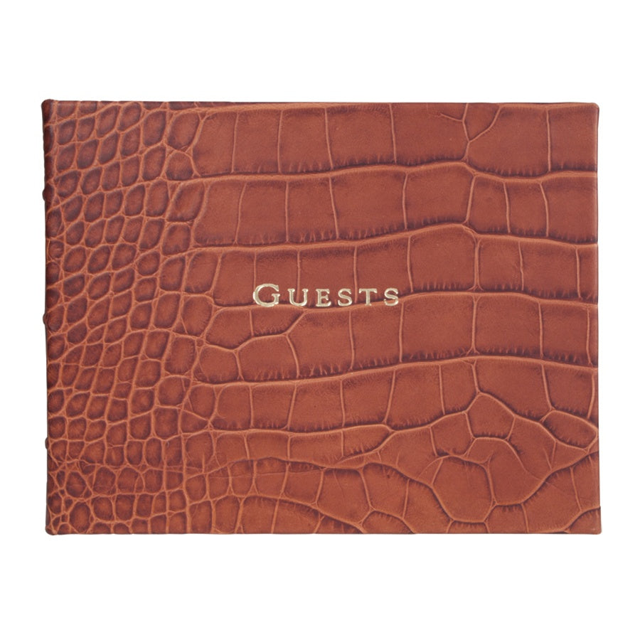 Graphic Image Guest Book Crocodile Embossed Leather